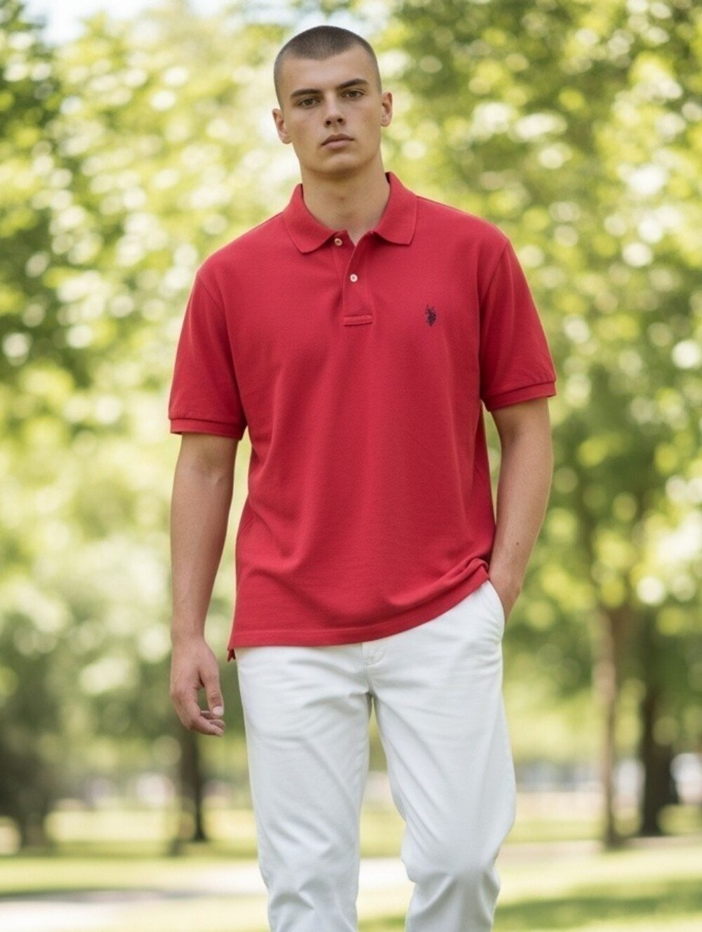 U.S. Polo Assn. Men's Bright Red Polo Shirt with Embroidered Logo